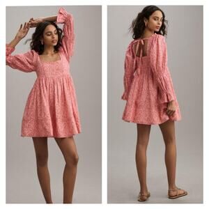 NWT‎ Anthropologie Pilcro Floral Babydoll Mini Dress M Pink